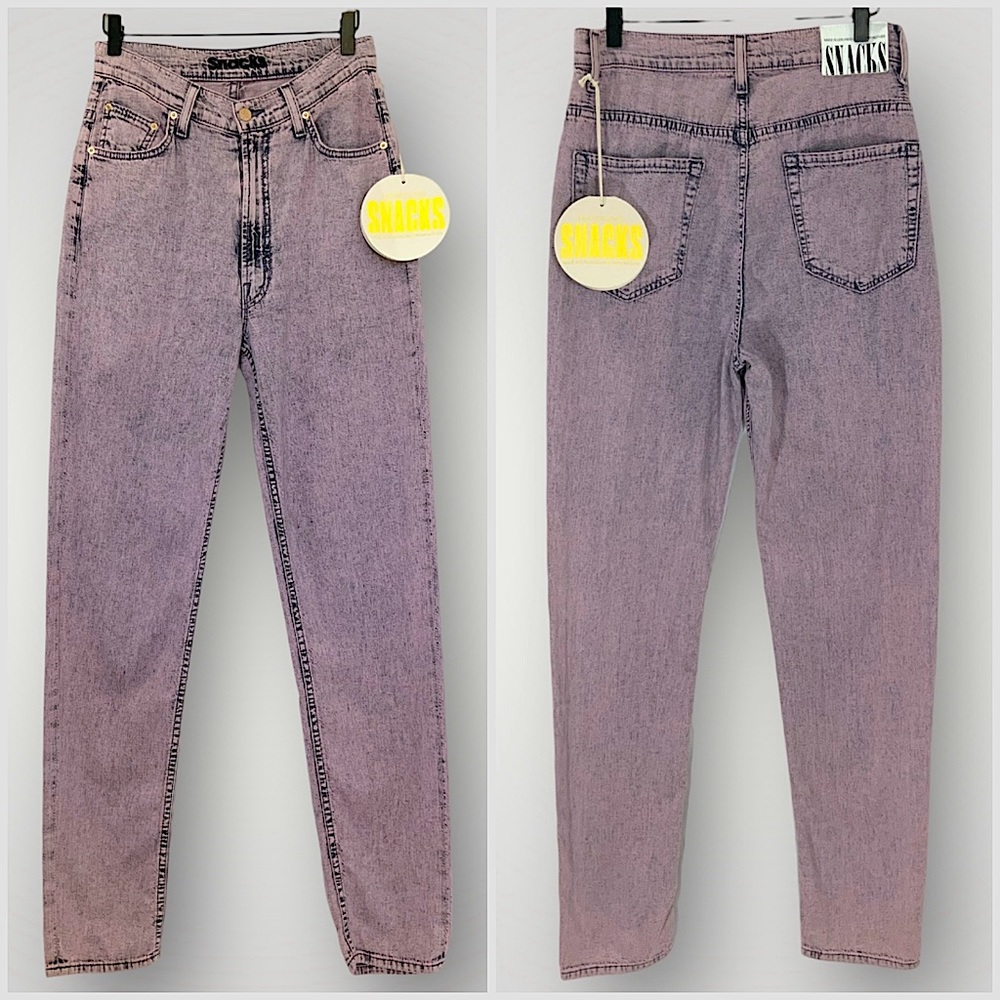 MOTHER SNACKS High Waisted Twizzy Skimp Wash Jeans in Silver Pink NWT - Picture 2 of 11